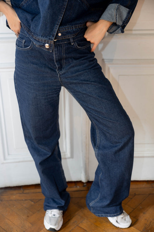 Wide leg denim pants