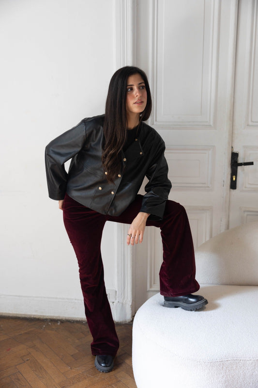 Velvet burgundy pants