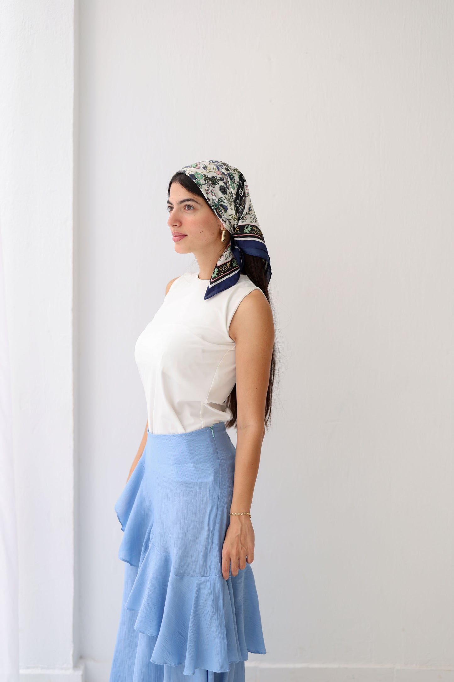 Crinkled ruffles skirt in Baby blue
