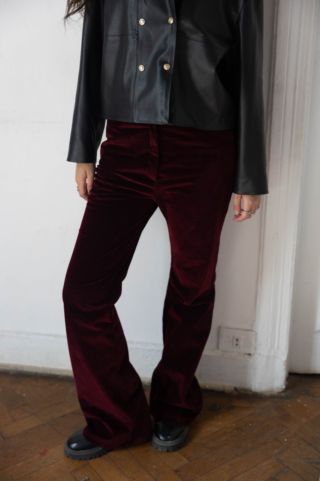 Velvet burgundy pants