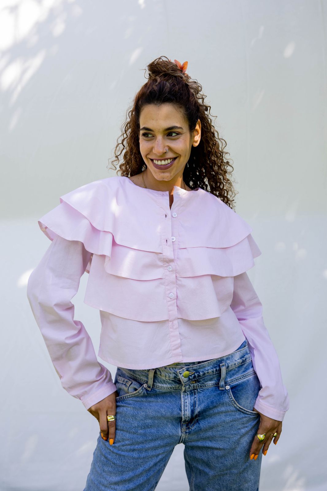 Poplin ruffles shirt