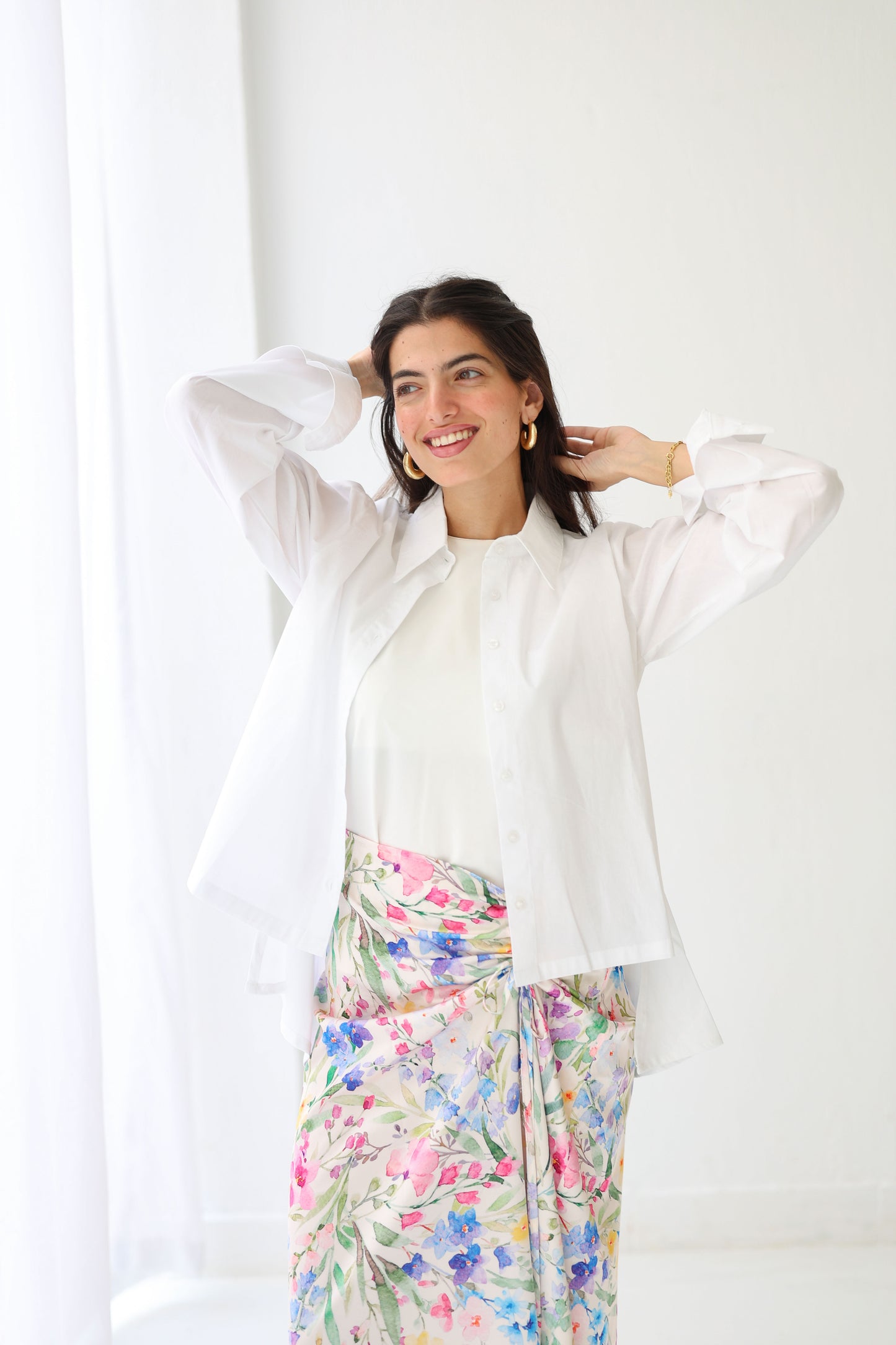 Printed silk skirt