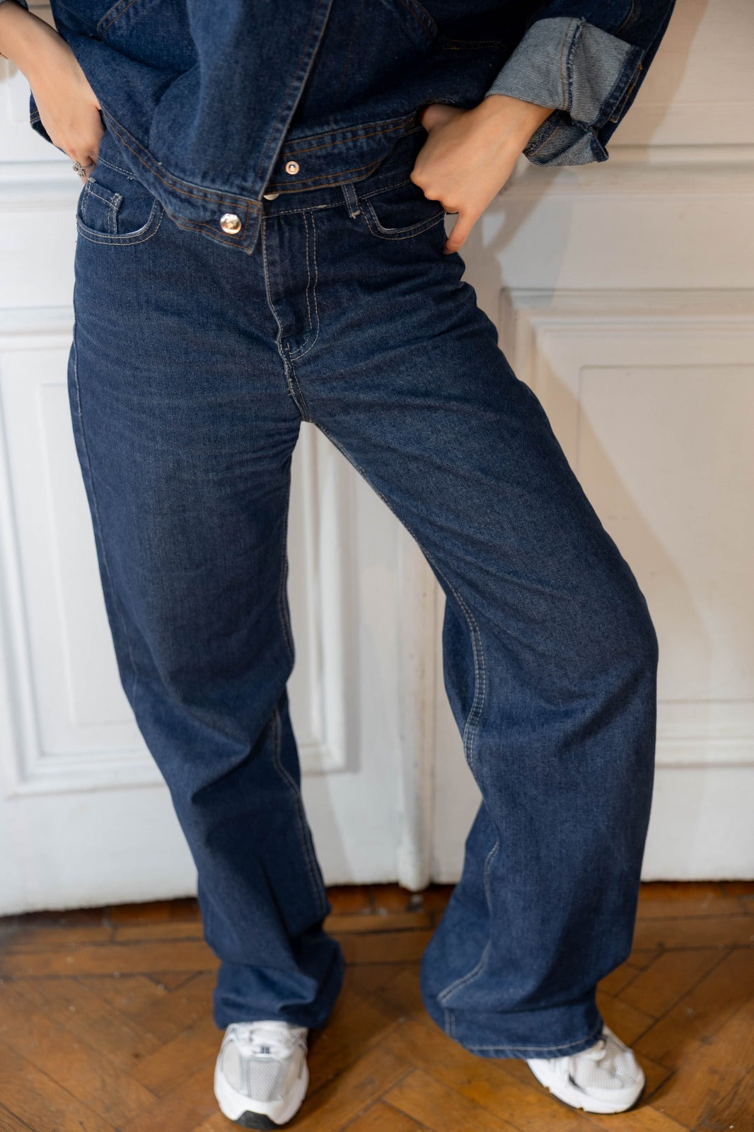 Wide leg denim pants