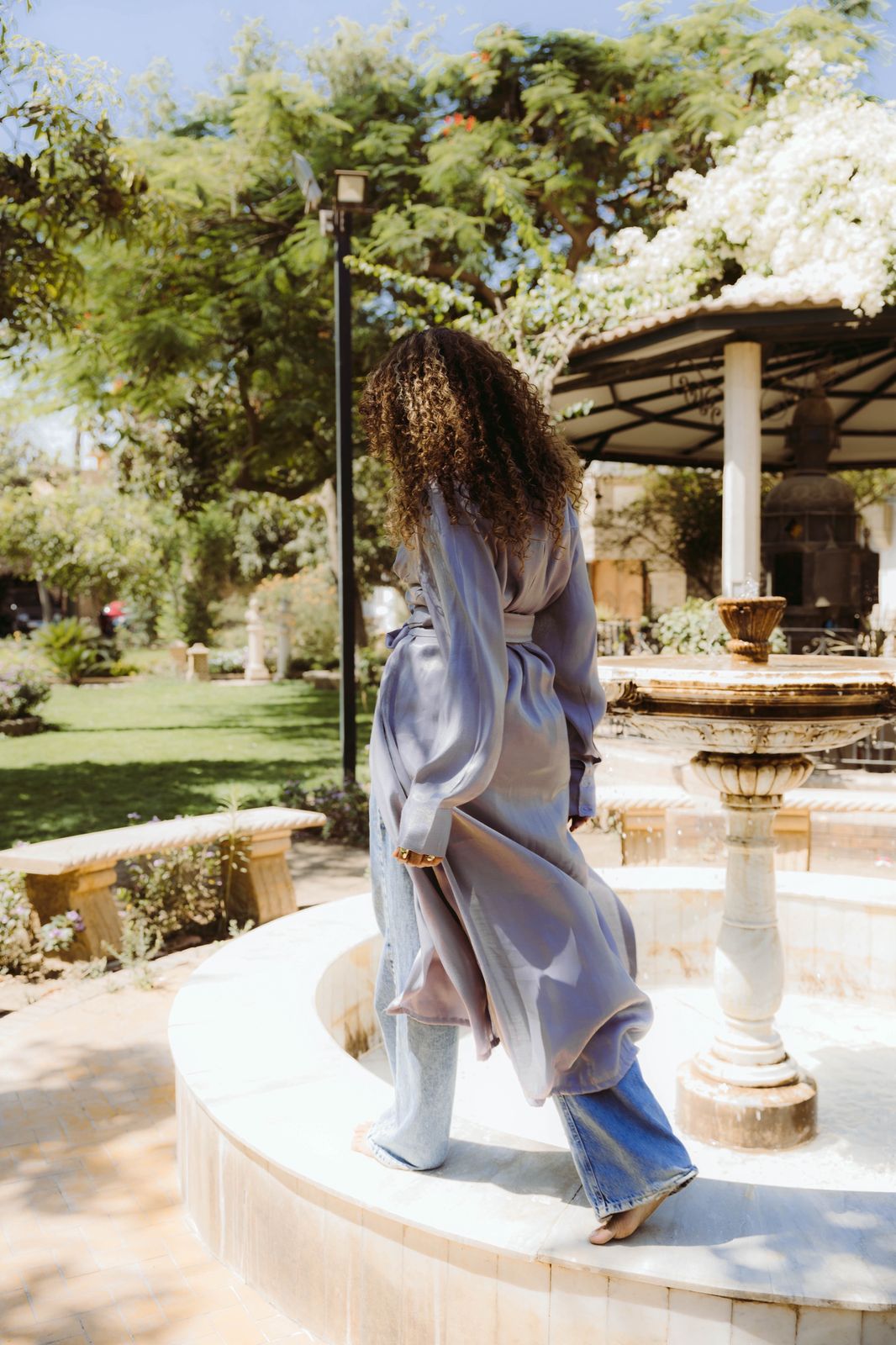 Shimmer wrap-tie long shirt
