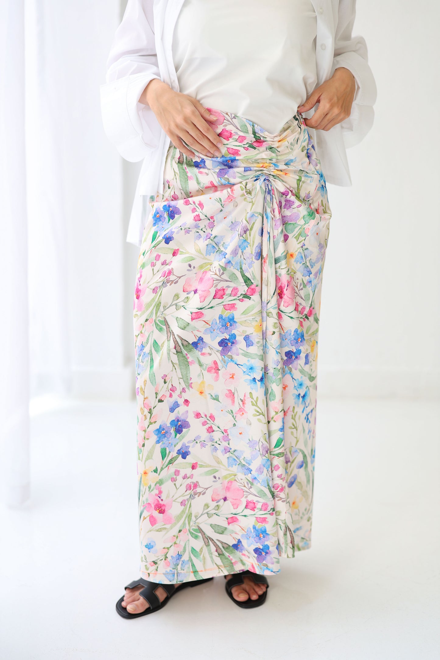 Printed silk skirt