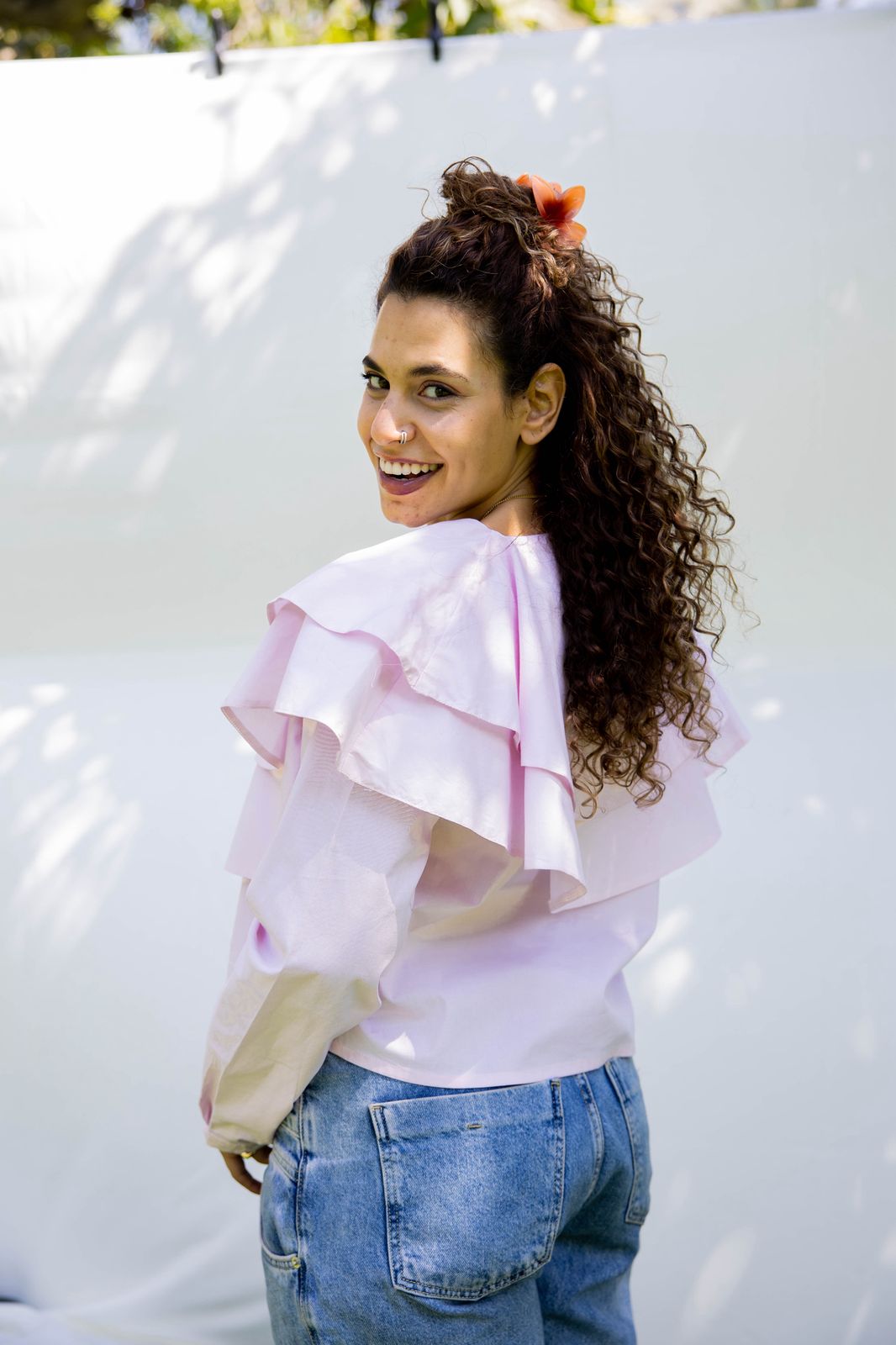 Poplin ruffles shirt