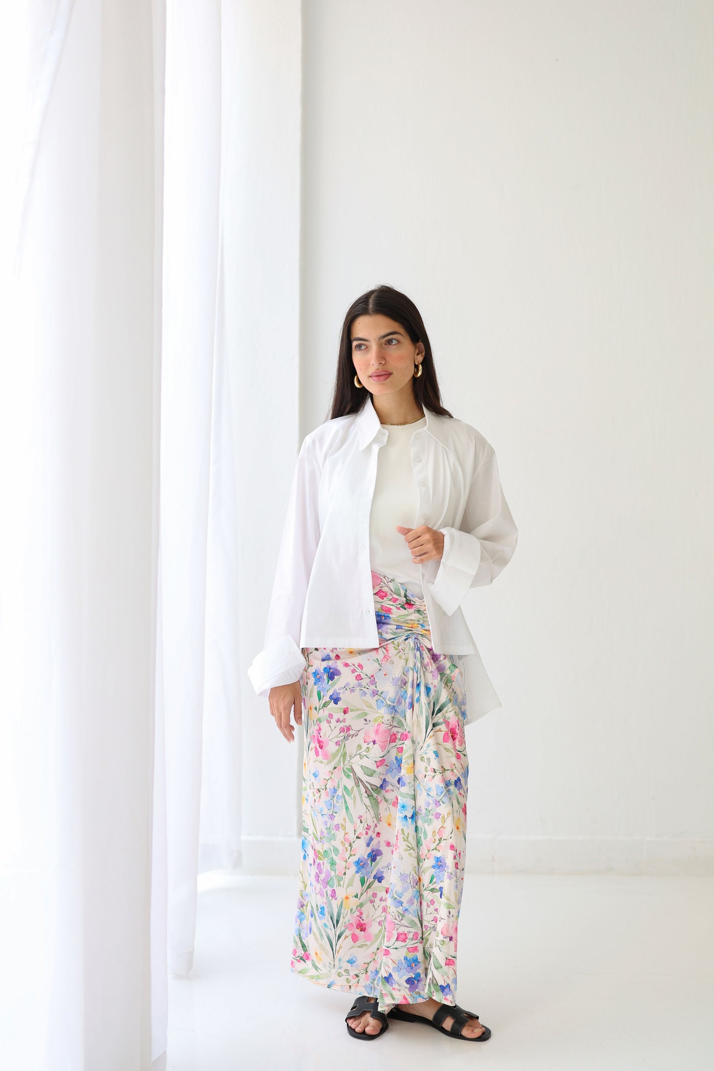 Printed silk skirt