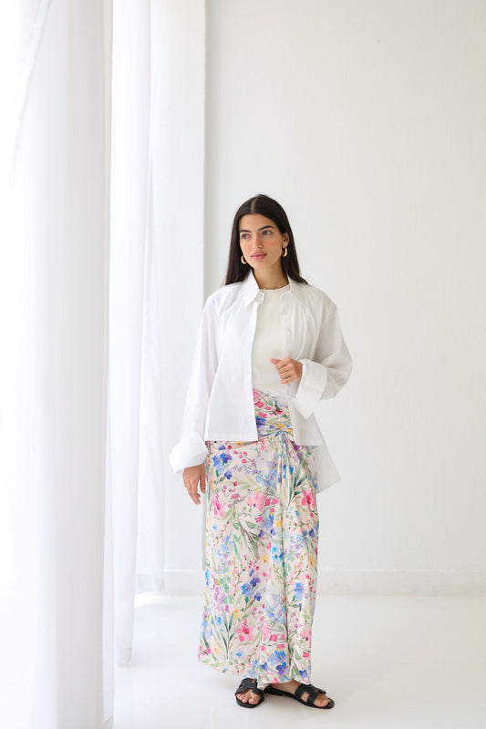 Printed silk skirt