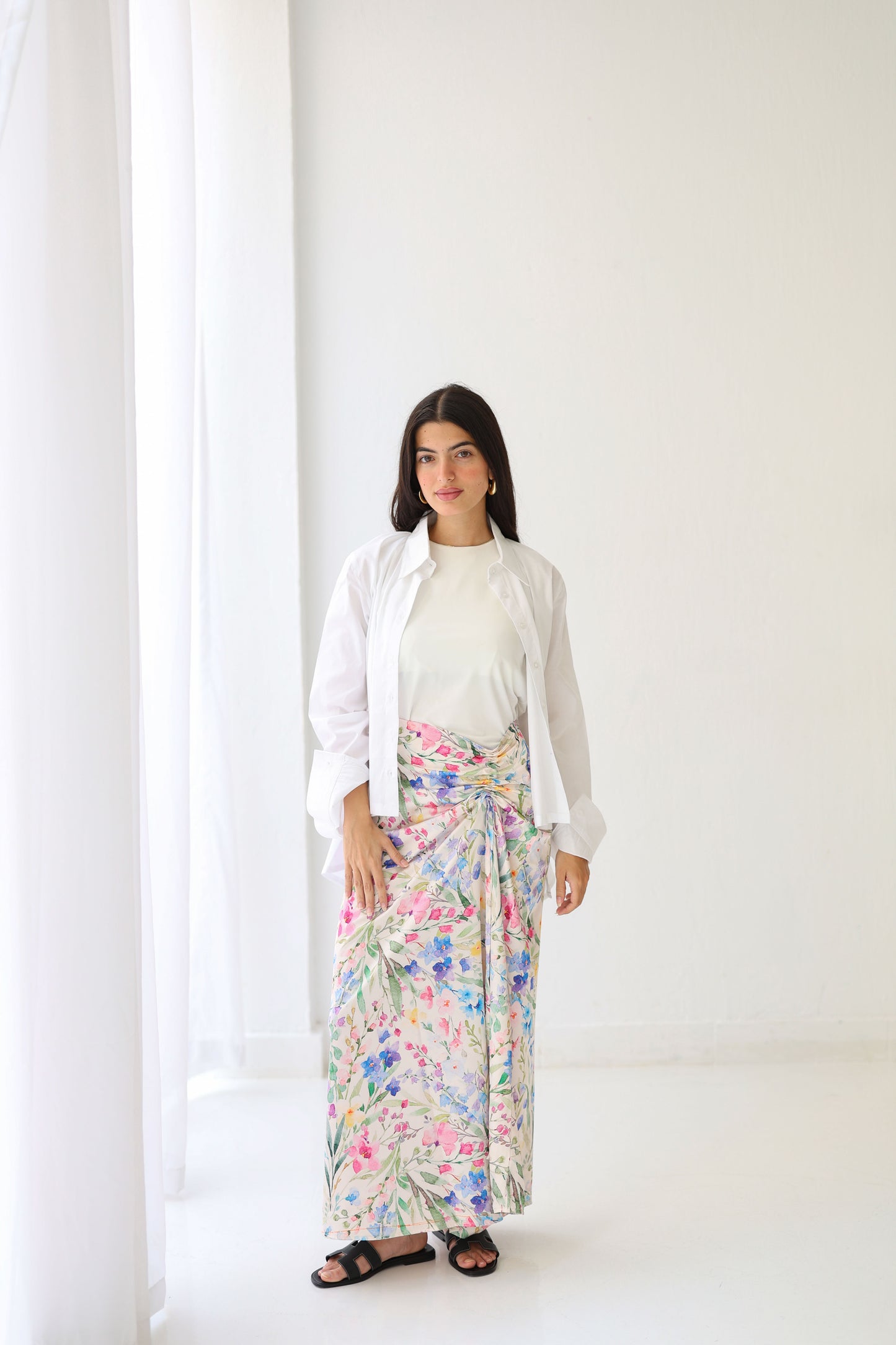 Printed silk skirt