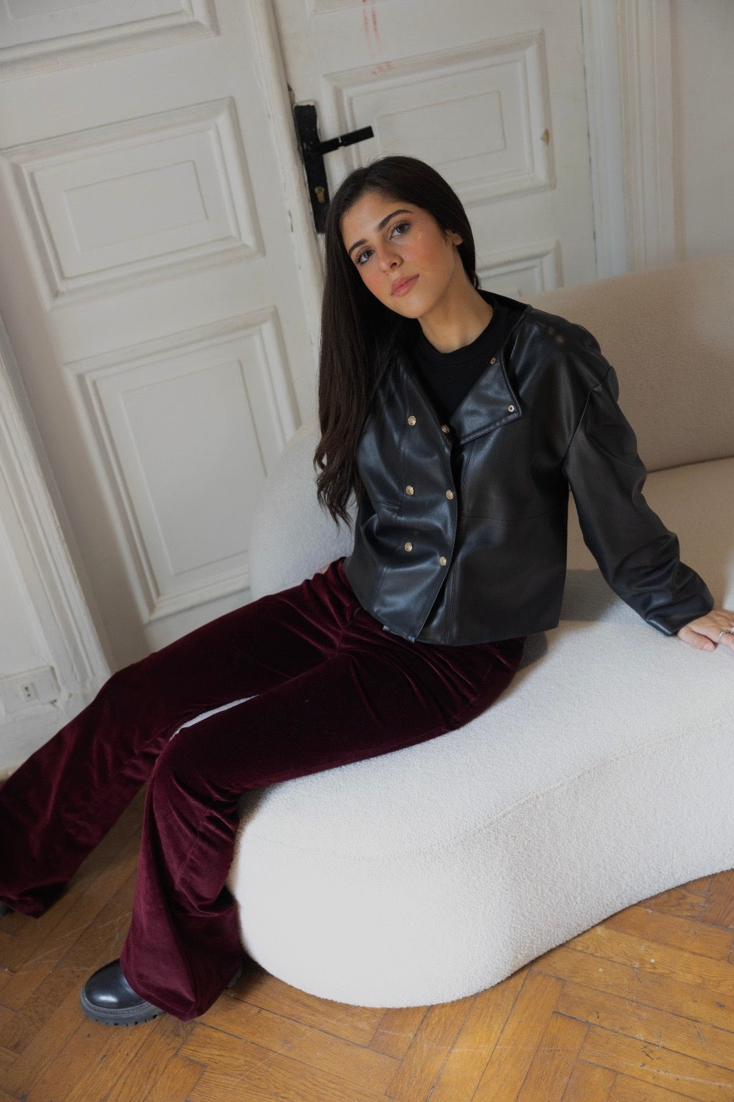 Velvet burgundy pants