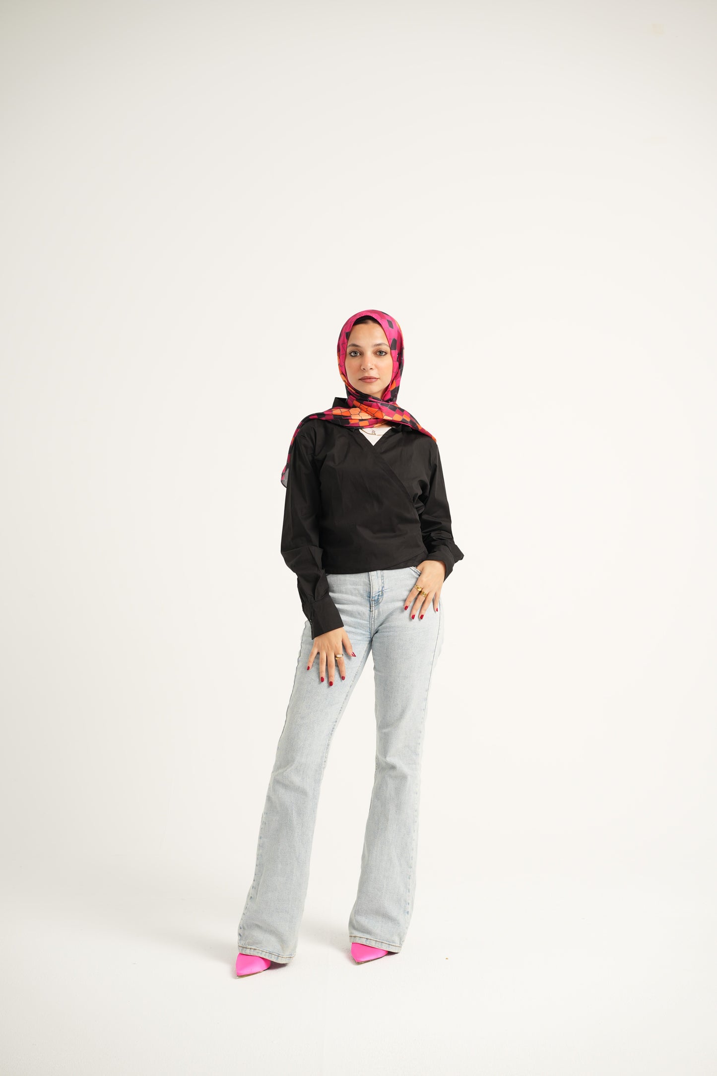 Poplin wrap cropped shirt