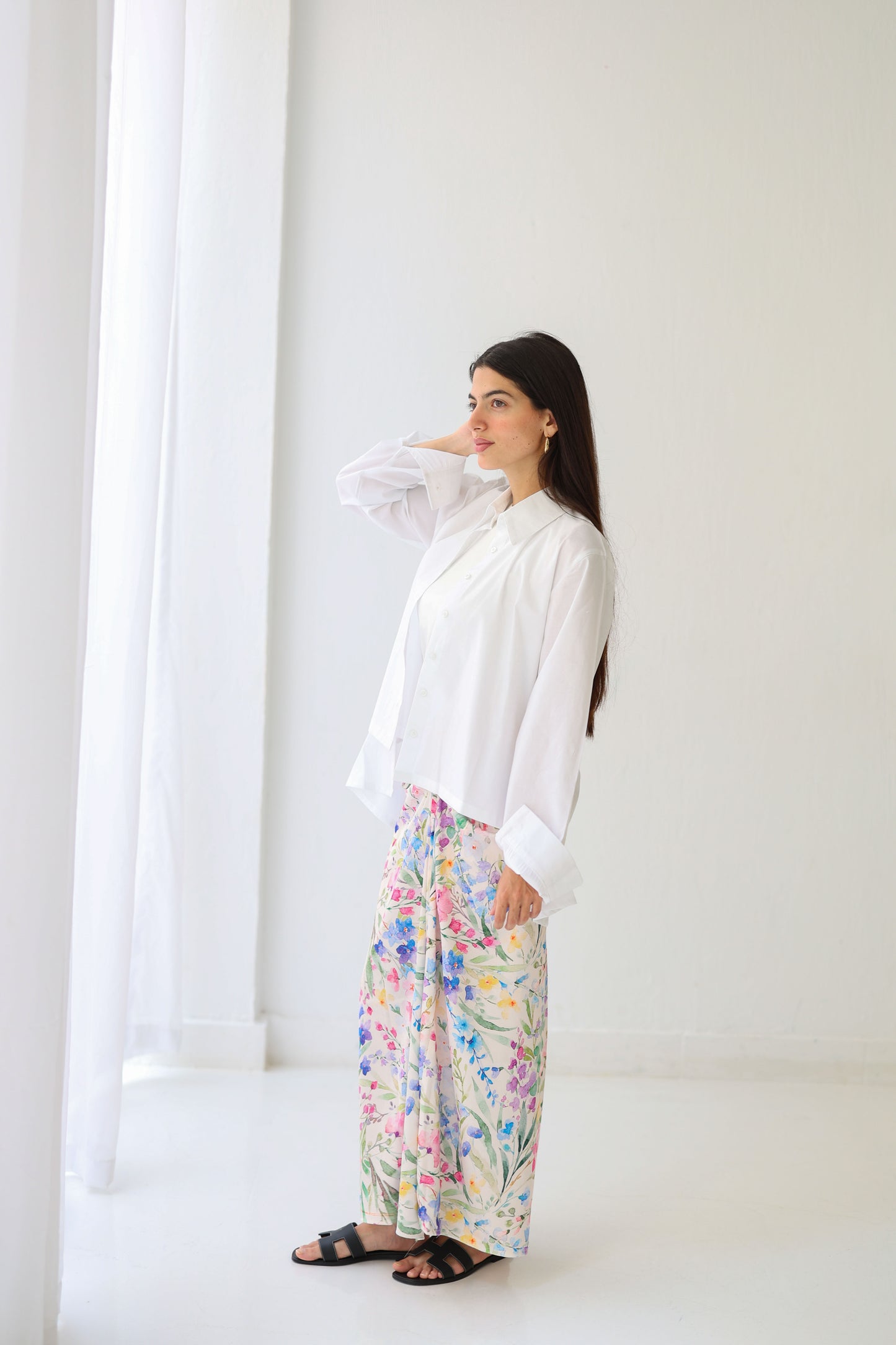 Printed silk skirt
