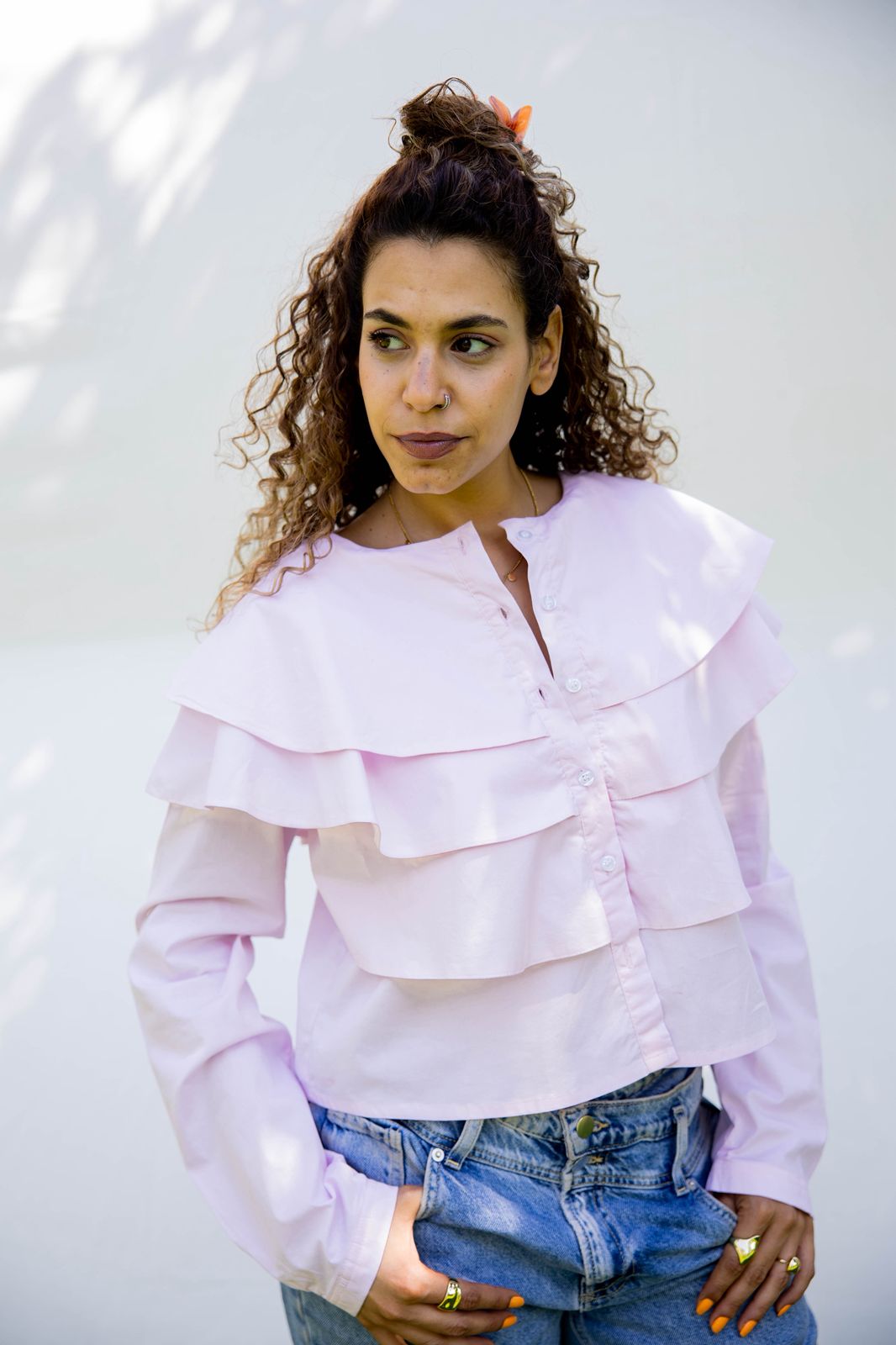 Poplin ruffles shirt